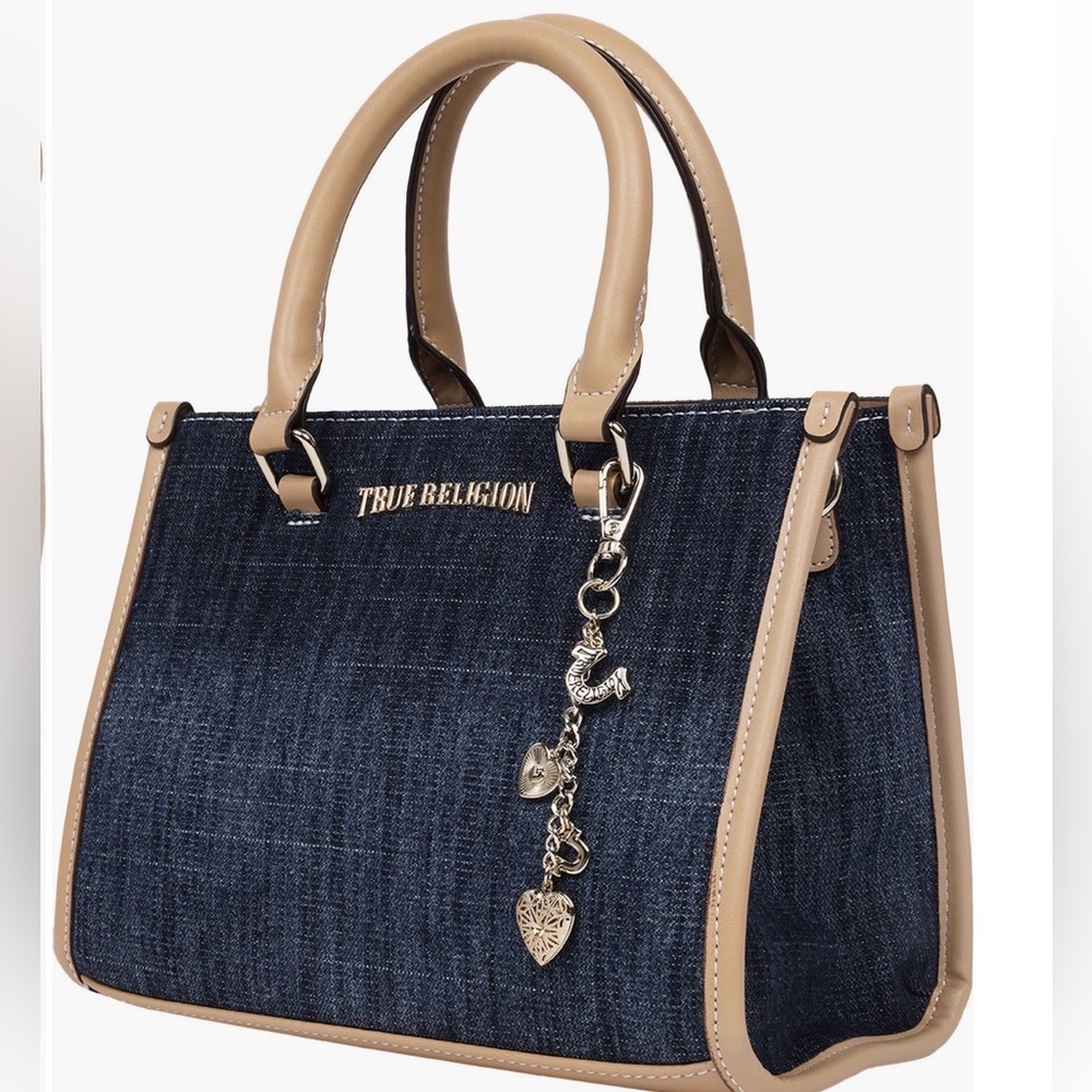 True Religion Denim Tote with Tan Trim and Strap - Picture 11 of 11